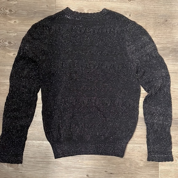 NWT Current Air Los Angeles Black Metallic Pointe Knit Sweater Size Large - Picture 4 of 6